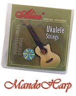 MandoHarp - 3 Sets Alice AU02 Soprano Ukulele Strings - A, D, F#, B - Black Nylon - 0.022-0.032