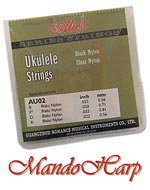 MandoHarp - 3 Sets Alice AU02 Soprano Ukulele Strings - A, D, F#, B - Black Nylon - 0.022-0.032