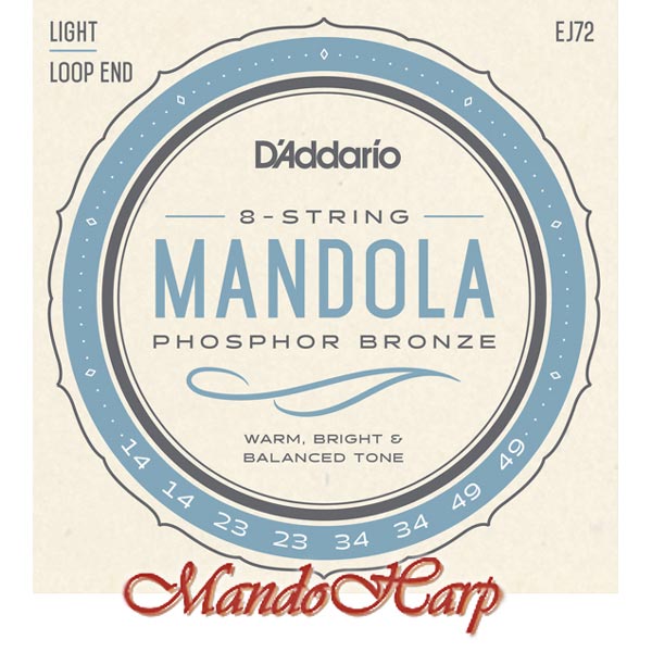 MandoHarp - Mandola Strings - D'Addario EJ72 Phosphor Bronze Light 0.014-0.049