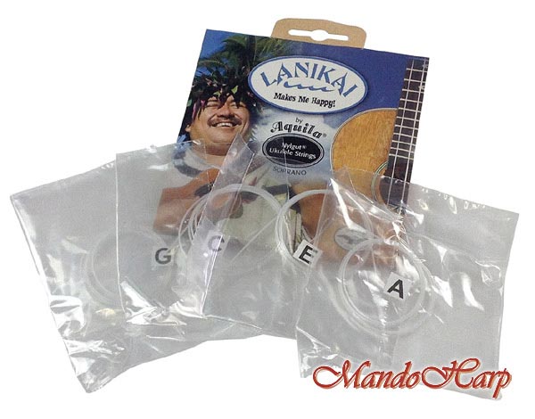 MandoHarp - Ukulele Strings - Lanikai Soprano - White Nylgut - by Aquila