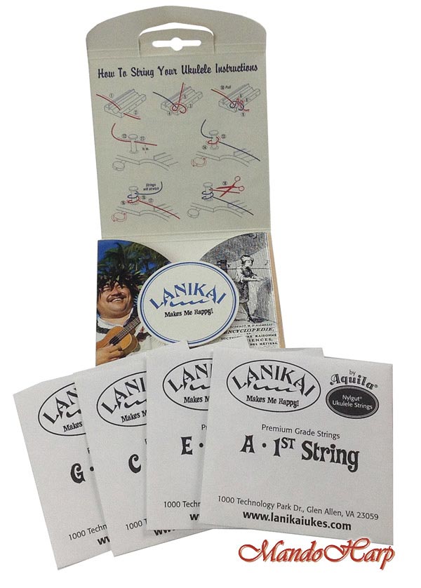 MandoHarp - Ukulele Strings - Lanikai Concert - White Nylgut - by Aquila