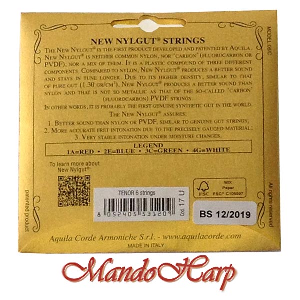 MandoHarp - Ukulele Strings - Aquila 17U Tenor, 6-String, gCcEAa, Red Series� A, Nylgut �