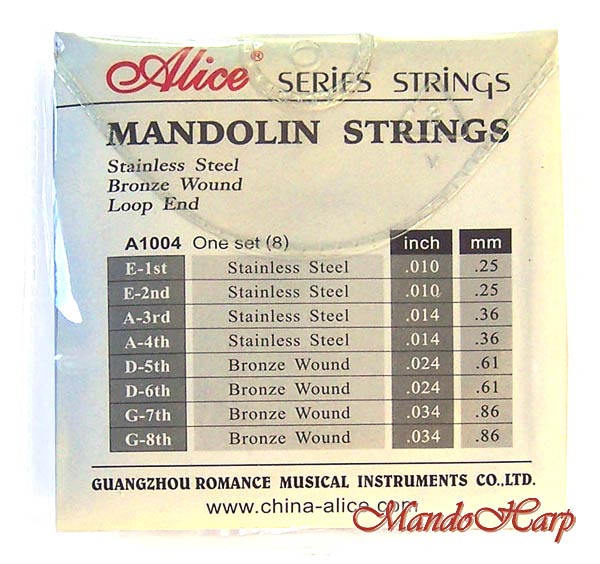 MandoHarp - Alice A1004 Medium-Weight Bronze-Wound Ball-End Mandolin Strings 0.010-0.034