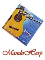 MandoHarp - La Bella 840 Folksinger Classical Guitar Strings. Nylon and Silver-Plated-Wound. Ball End.