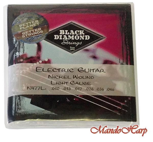 MandoHarp - Black Diamond N477L Electric Guitar strings. Nickel Round Wound. Light - 0.010