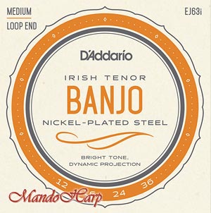 MandoHarp - D'Addario EJ63i 4-String Irish Tenor Banjo Strings.