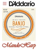 MandoHarp - 4-String Irish Tenor Banjo Strings - D'Addario EJ63i Steel and Nickel-Plated Wound Medium 0.012-0.036