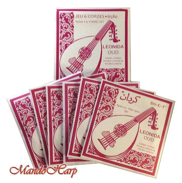 MandoHarp - Savarez Leonida 6580 6-String Oud Strings. Nylon and Silver Plated Wound.