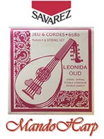 MandoHarp - Savarez Leonida 6580 6-String Oud Strings. Nylon and Silver Plated Wound.