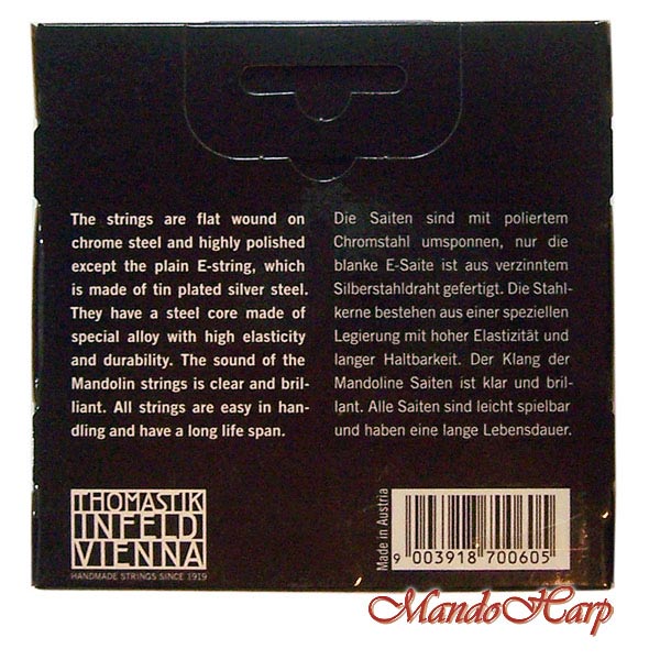 MandoHarp - Mandolin Strings - Thomastik-Infeld 154 Pr�zision Mandolin Medium Flat-Wound 0.010-0.033
