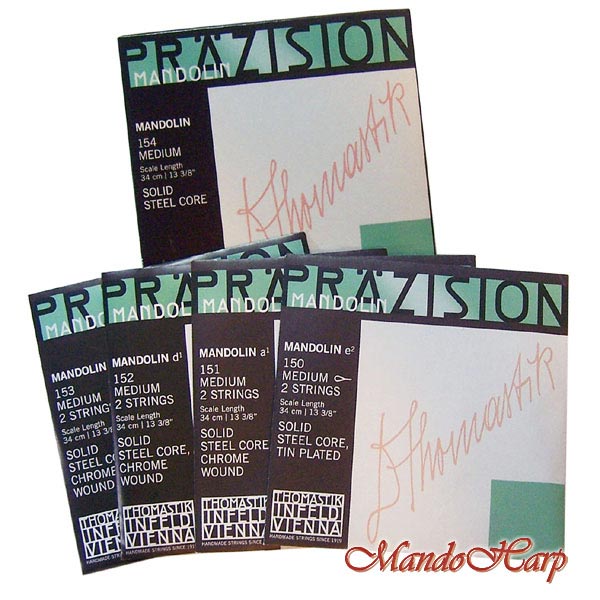 MandoHarp - Mandolin Strings - Thomastik-Infeld 154 Pr�zision Mandolin Medium Flat-Wound 0.010-0.033