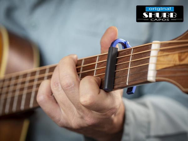 MandoHarp - Shubb Lite Capo - L1 for Steel String Guitar - Blue