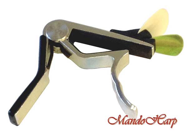 MandoHarp - Alice A007D Heavy Duty Spring-Loaded Lever-Action Guitar Capo with Pickholder