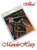 MandoHarp - Alice A007D Heavy Duty Spring-Loaded Lever-Action Guitar Capo with Pickholder