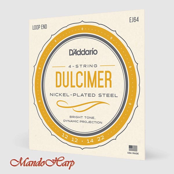 MandoHarp - 4-String Dulcimer Strings - D'Addario EJ64 Steel and Nickel-Plated Wound 0.012-0.024