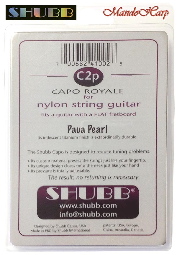 MandoHarp - Shubb Capo Royale Paua Pearl - C2p for Nylon String Guitar - High-Tech Iridescent Finish