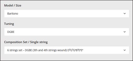 MandoHarp - Ukulele Strings - Aquila 24U Baritone 6-String, DGgBee, 4 x New Nylgut&reg;, 2 x Wound