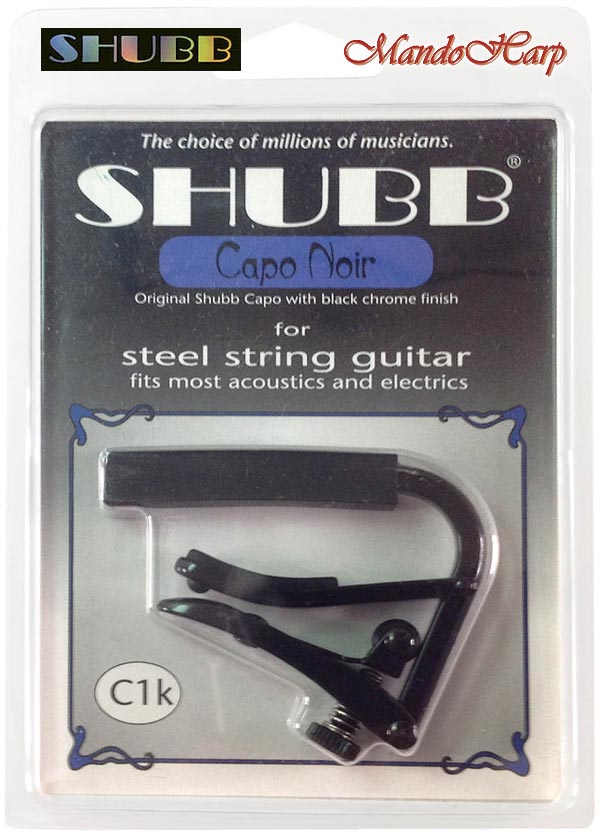 MandoHarp - Shubb Capo Noir - C1k for Steel String Guitar - Black Chrome