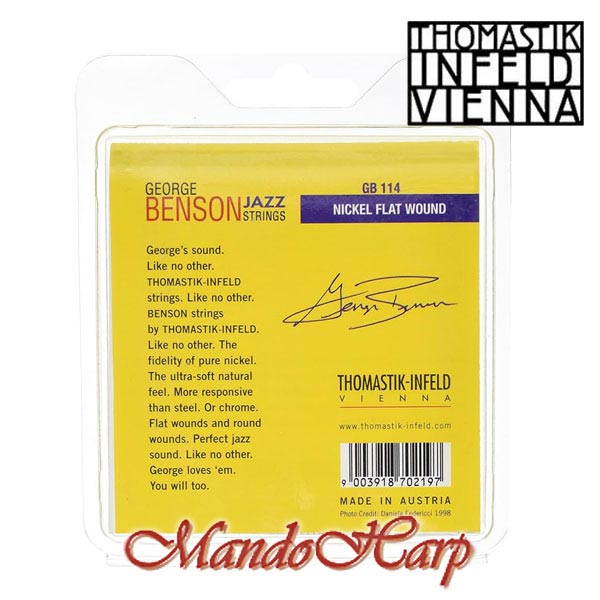 MandoHarp - Thomastik-Infeld GB114 George Benson Jazz Guitar Strings - Flat Wound, Heavy 0.014-0.055		  