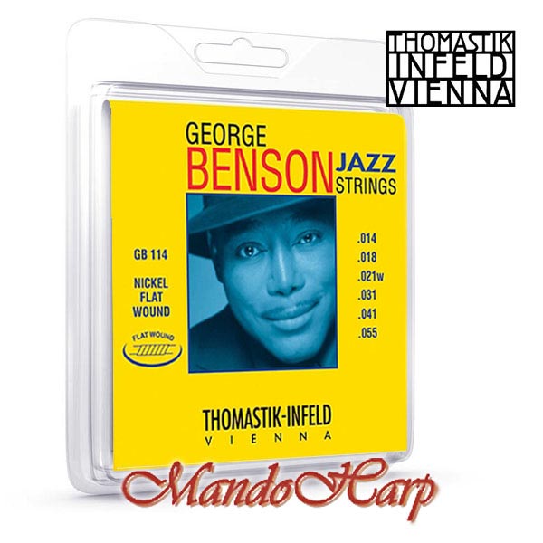 MandoHarp - Thomastik-Infeld GB114 George Benson Jazz Guitar Strings - Flat Wound, Heavy 0.014-0.055		  