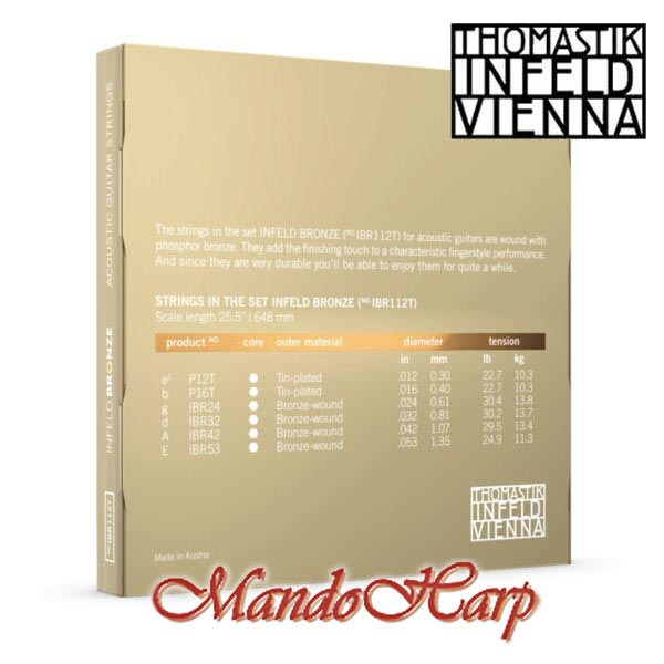 MandoHarp - Thomastik-Infeld IBR112T Infeld Bronze Acoustic Guitar Strings - 0.012-0.053