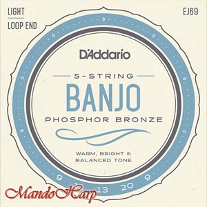 MandoHarp - D'Addario EJ69 5-String Banjo Strings