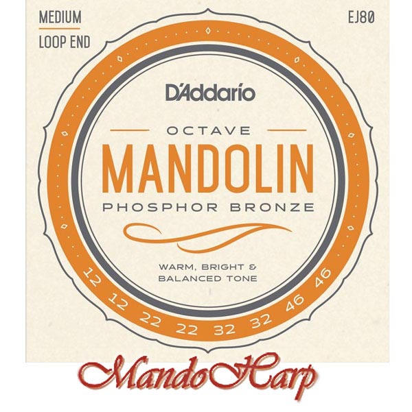 Octave Mandolin Strings - D'Addario EJ80 Loop End Phosphor-Bronze Wound Medium 012-046