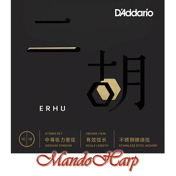 D'Addario ERHU01 Erhu Strings, Stainless Steel Wound, Tin Plated, 0.010-0.018