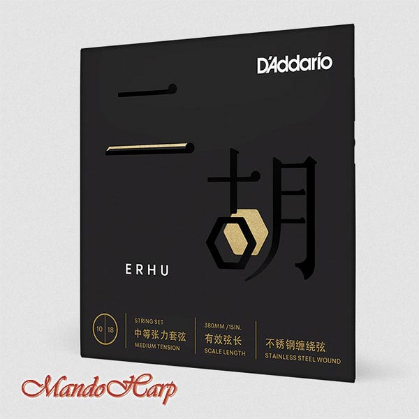 D'Addario ERHU01 Erhu Strings, Stainless Steel Wound, Tin Plated, 0.010-0.018