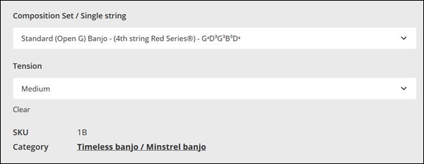 MandoHarp - 5-String Banjo Strings - Aquila 1B Classic Banjo, DBGDG, Medium, Nylgut&reg;, 4th String Red Series&reg;