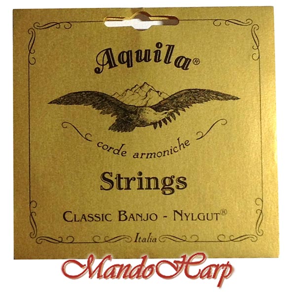MandoHarp - 5-String Banjo Strings - Aquila 1B Classic Banjo, DBGDG, Medium, Nylgut�, 4th String Red Series�