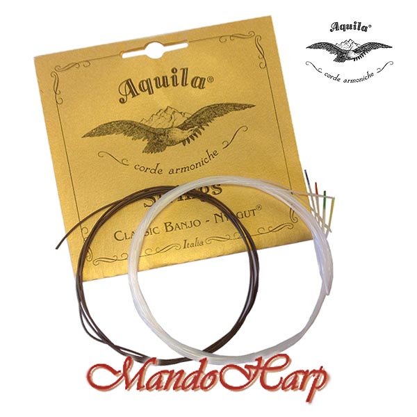 MandoHarp - 5-String Banjo Strings - Aquila 1B Classic Banjo, DBGDG, Medium, Nylgut�, 4th String Red Series�