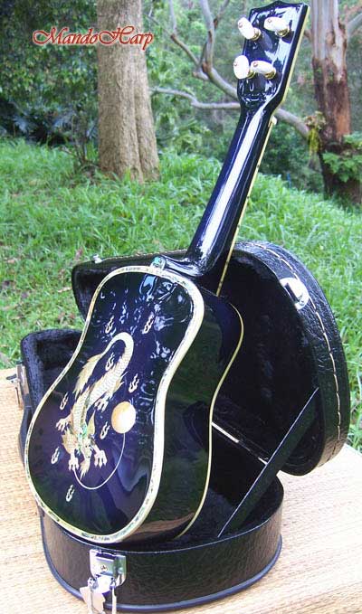 MandoHarp - 'Blue Dragon' Inlaid Soprano Ukulele