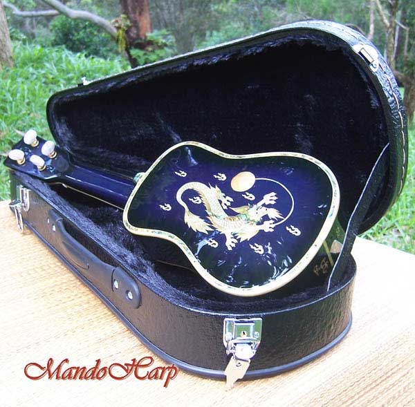 MandoHarp - 'Blue Dragon' Inlaid Soprano Ukulele