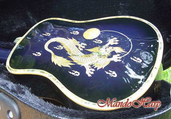 MandoHarp - 'Blue Dragon' Inlaid Soprano Ukulele