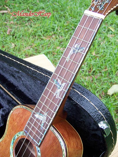 MandoHarp - 'Bird Dancer' Inlaid Concert Ukulele