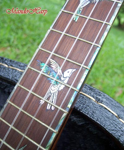 MandoHarp - 'Bird Dancer' Inlaid Concert Ukulele