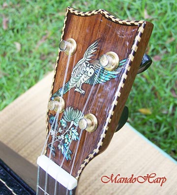 MandoHarp - 'Bird Dancer' Inlaid Concert Ukulele
